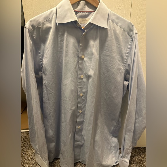 NWOT ETON Mens Contemporary Button Up Dress Shirt Light Blue(17/43)